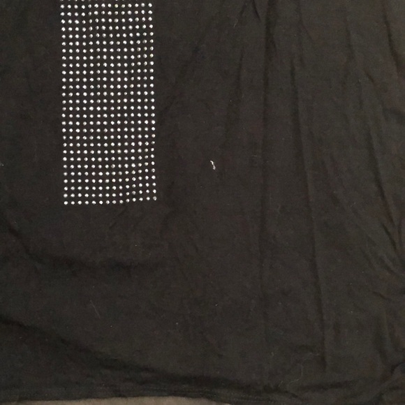 Black tank top with silver rhinestone cross. - Picture 2 of 4